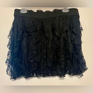 Elegant Black Lace Ruffle Skirt